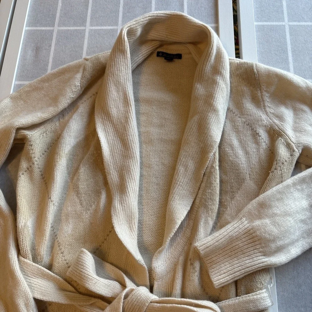 Brooks Brothers Lambswool Argyle Shawl Collar Grandpa Core Duster Tie Sweater M‎